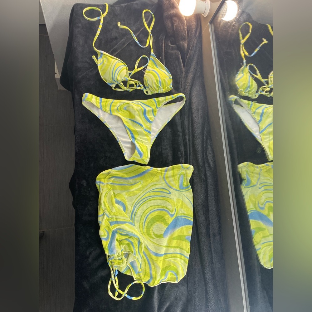 Vibrant Swirl Bikini Set with Cover-Up